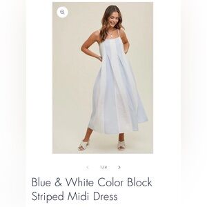 BRAND NEW Blue & White Color Block Striped Midi Dress